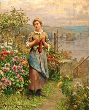 Woman knitting